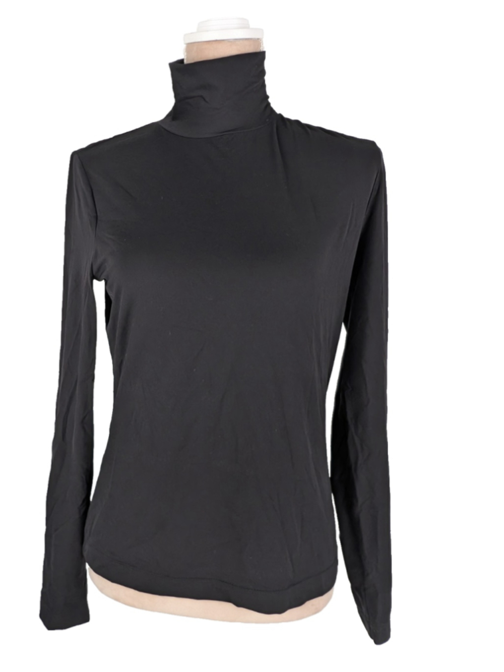 St. John Caviar Long Sleeve Turtleneck Black Sz S Minimalist Capsule Staple